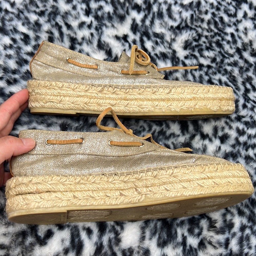 Tory Burch Natural Canvas Espadrille with Tan Leather Laces - Picture 8 of 12